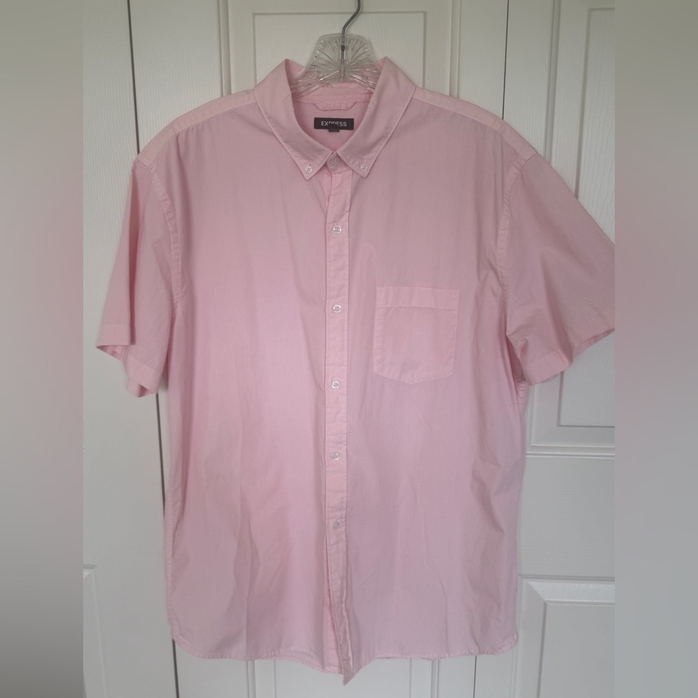 Express Men's Light Pink Button Down Shirt Size XL